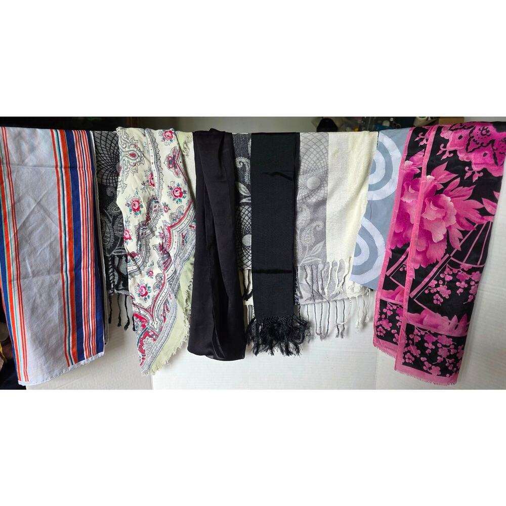 Scarf Lot 7 Mixed Styles Boho Floral Striped Wrap Shawl Bundle